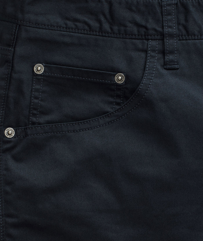 Model wearing a Navy 5-Pocket Pants