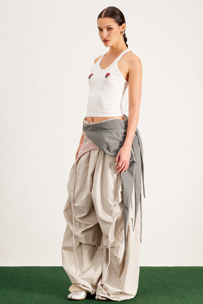 Anouk Asymmetric Deconstruct Barrel Pants In Apricot