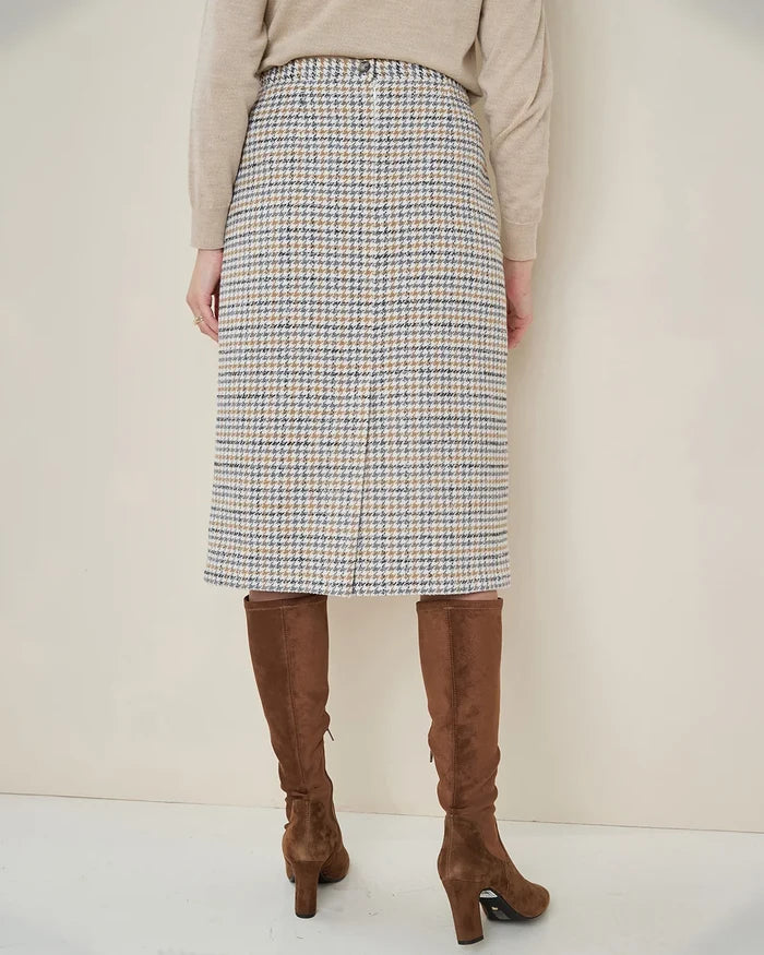 Camille Lined Checked Easycare Straight Skirt