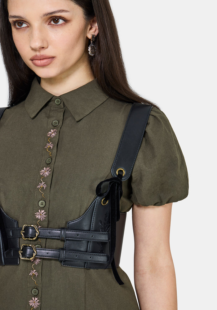 Cybele Embroidered Tie Front Harness