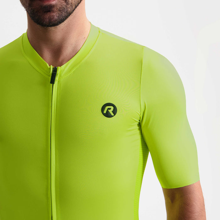 Detail van Rogelli Distance fietsshirt korte mouw heren lime.