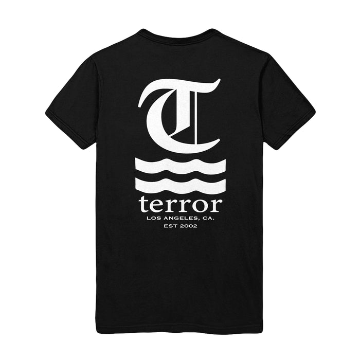 terror Hot Water Logo Black T-Shirt back