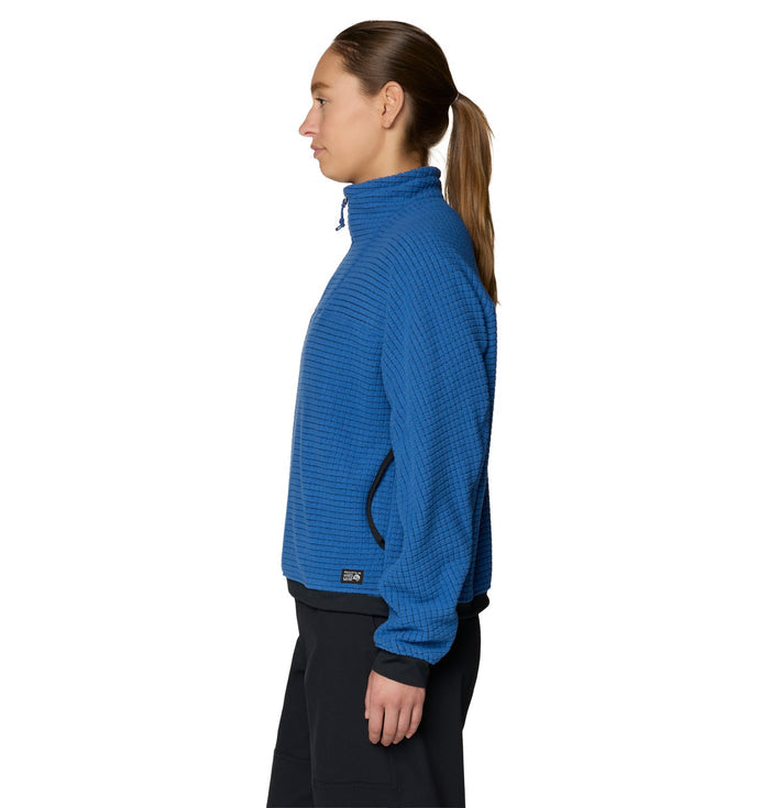 MOUNTAIN HARDWEAR Women's Summit Grid Big Grid Half-Zip Pullover side view Berry Blue