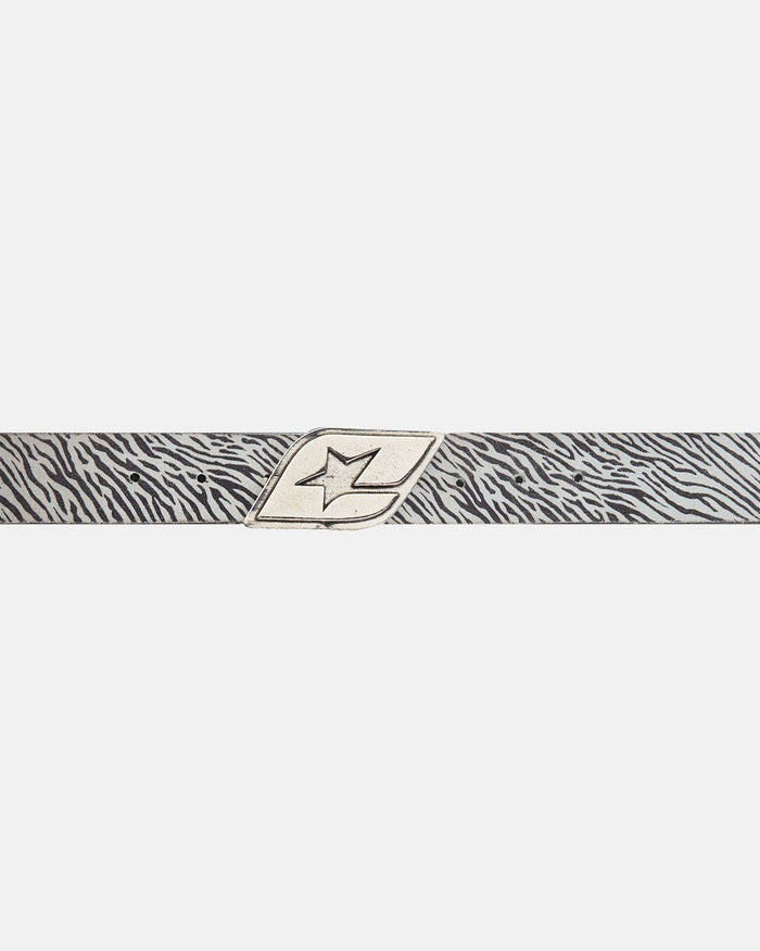 ORIGINAL LEATHER BELT ZEBRA - zebra print leather belt, detail close-up - Cold Culture