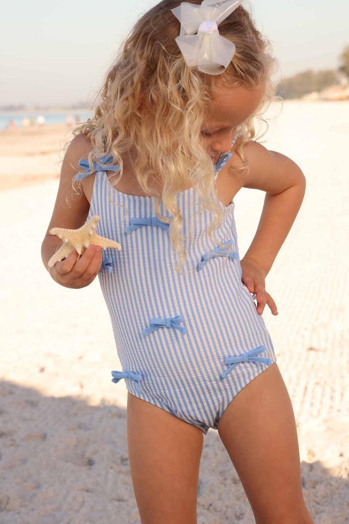 Seersucker Blue One Piece