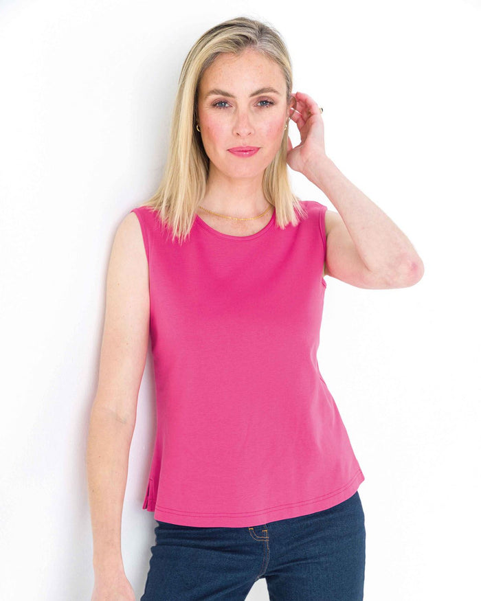 Silky Cotton Sleeveless Top - Raspberry - The Classic Boutique