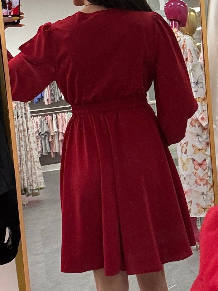V Neck Dress Wine - Intimate Whispers