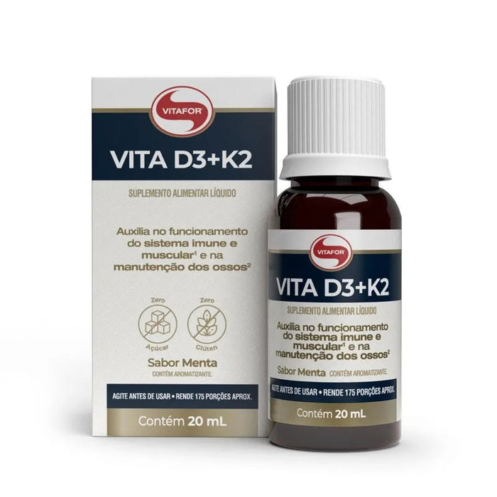 VITAFOR | Vitamina D3 + K2 em gotas Sabor Menta (20 Ml)