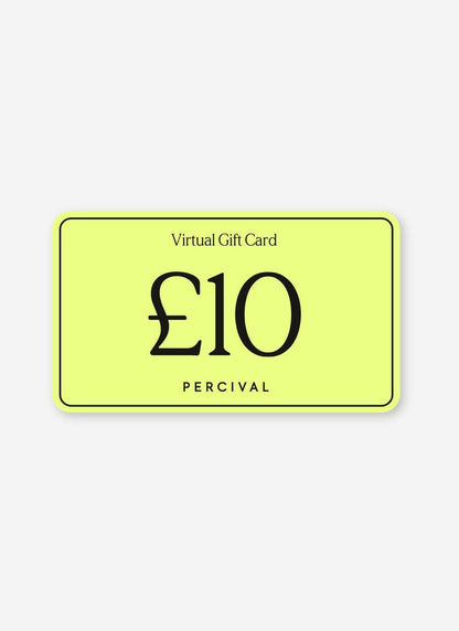 The Percival £10 Digital Gift Card in a lime green design with black text.