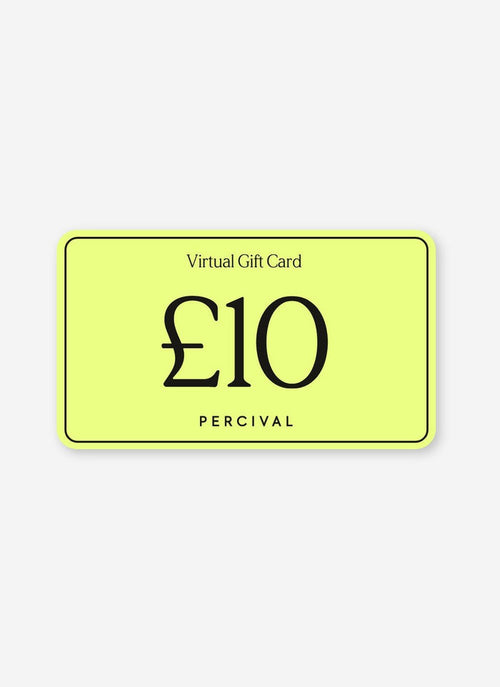 The Percival £10 Digital Gift Card in a lime green design with black text.