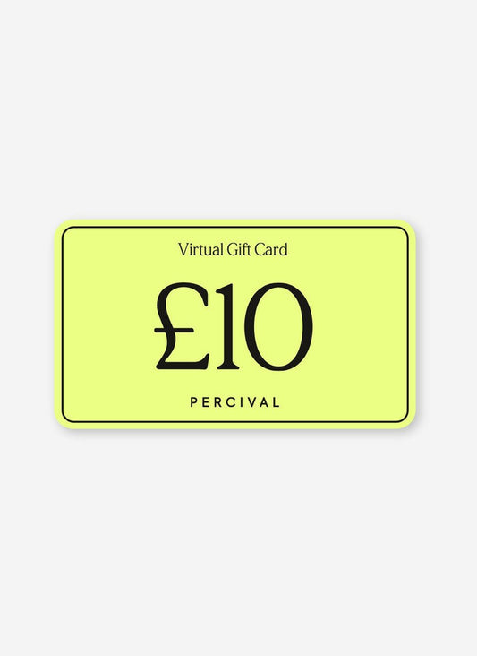 The Percival £10 Digital Gift Card in a lime green design with black text.