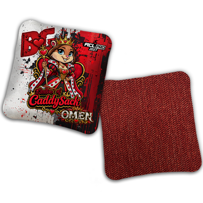 2027 Multiple Bag Models  "CaddySack Queen of Hearts” Collab - ACL Pro Stamped Cornhole Bags - SET OF 4 BAGS