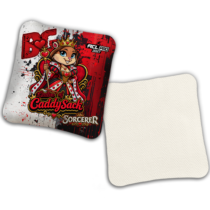 2027 Multiple Bag Models  "CaddySack Queen of Hearts” Collab - ACL Pro Stamped Cornhole Bags - SET OF 4 BAGS