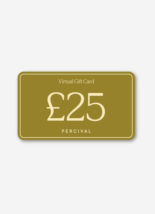 Percival £25 virtual gift card in an olive green and cream design.
