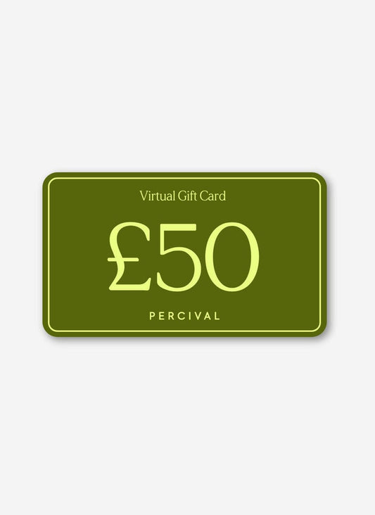 An image of the olive green Percival £50 virtual gift card.