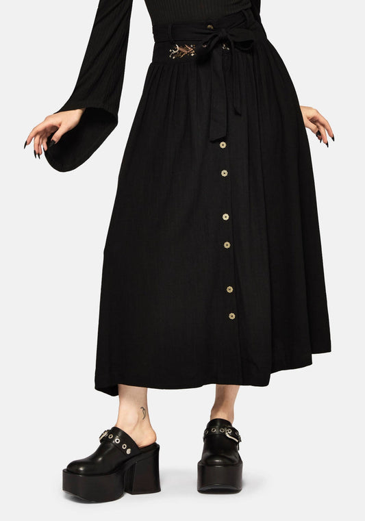 Abellona Embroidered Tie Waist Midaxi Skirt
