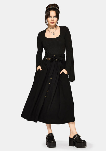 Abellona Embroidered Tie Waist Midaxi Skirt