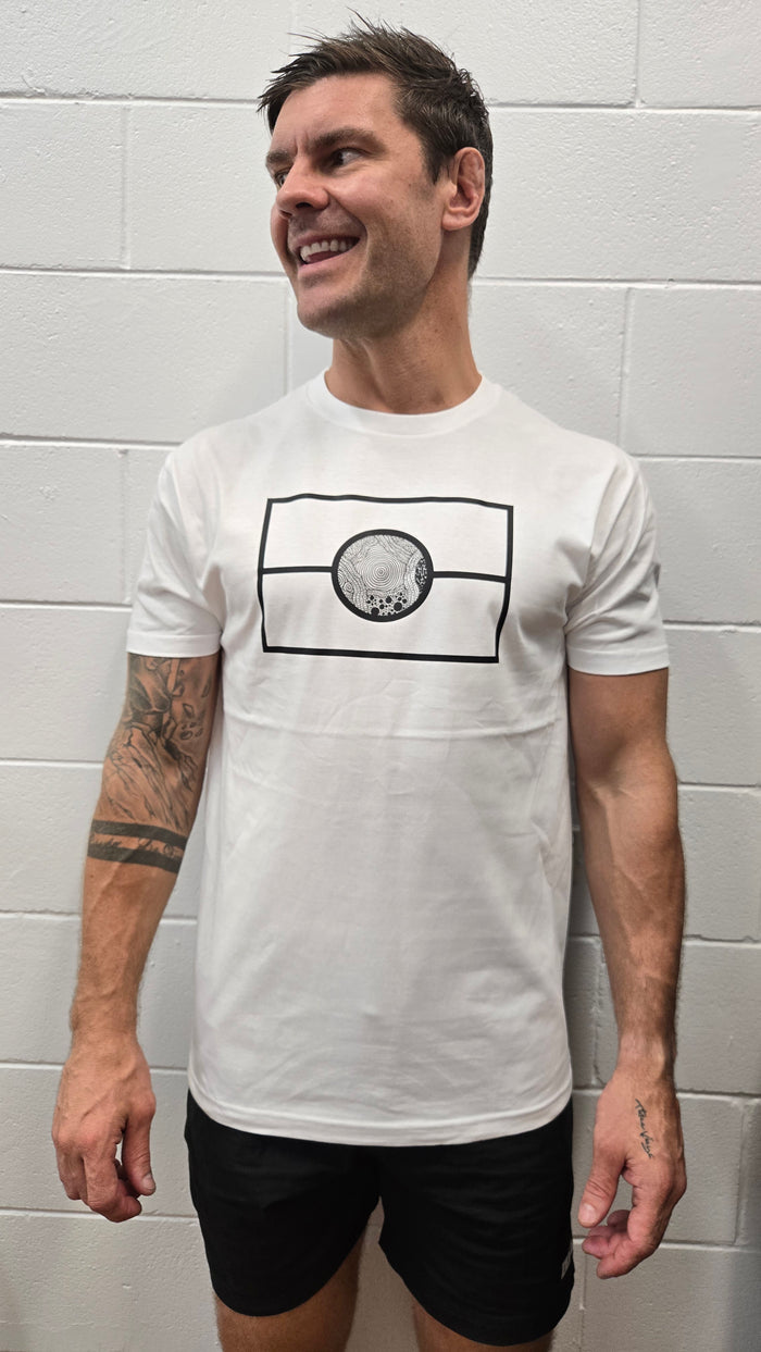 Aboriginal Art Flag Graphic Unisex T-Shirt – White