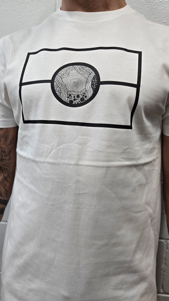 Aboriginal Art Flag Graphic Unisex T-Shirt – White