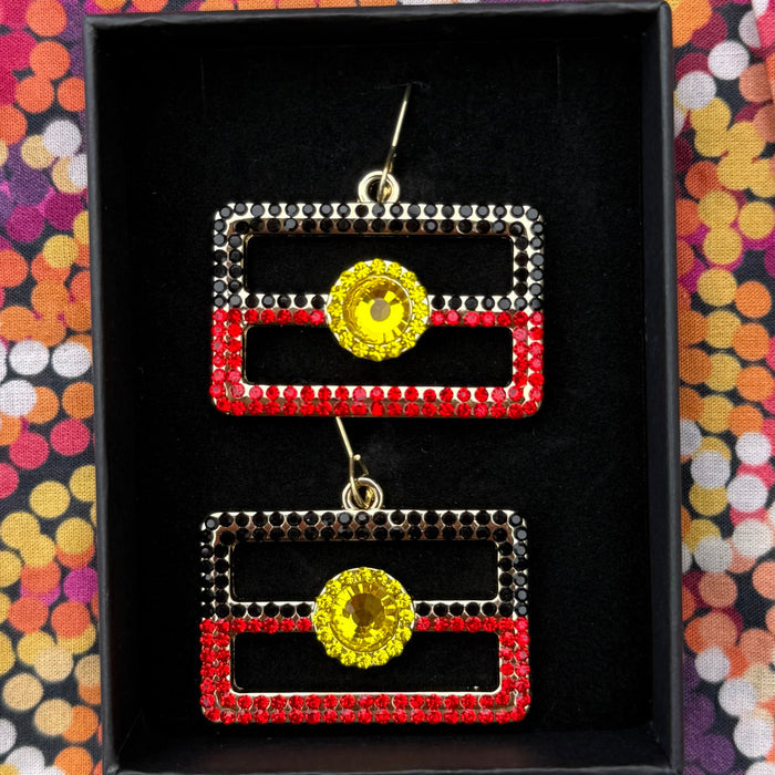 Aboriginal Flag Crystal Earrings – Statement Earrings