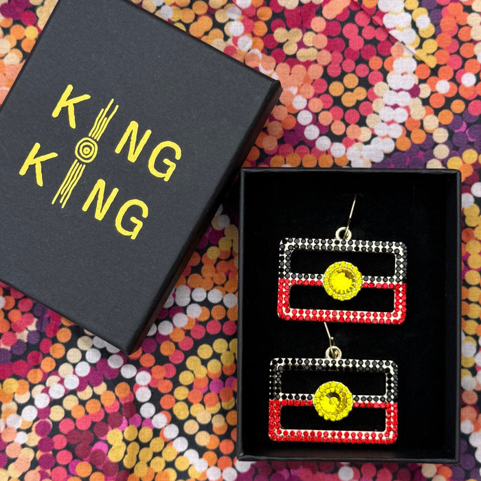 Aboriginal Flag Crystal Earrings – Statement Earrings