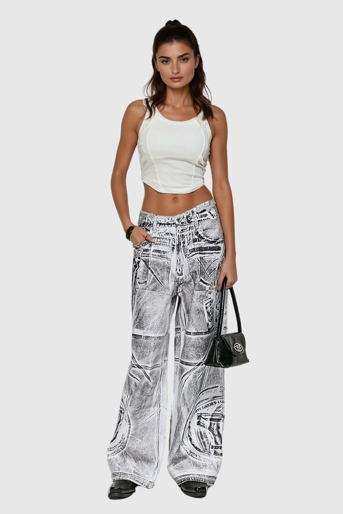 Affleck Print Barrel Jeans
