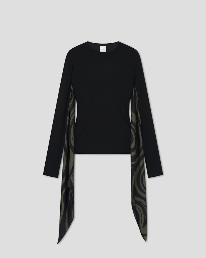 Ahuic - Long sleeve top - Black/Midnight Green