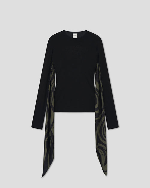 Ahuic - Long sleeve top - Black/Midnight Green