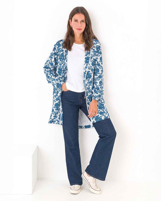 Alexis Navy Floral Showerproof Coat - The Classic Boutique