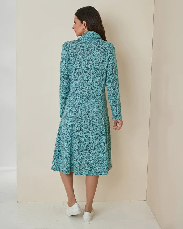Aliyah Floral Cowl Neck Long Sleeved Dress