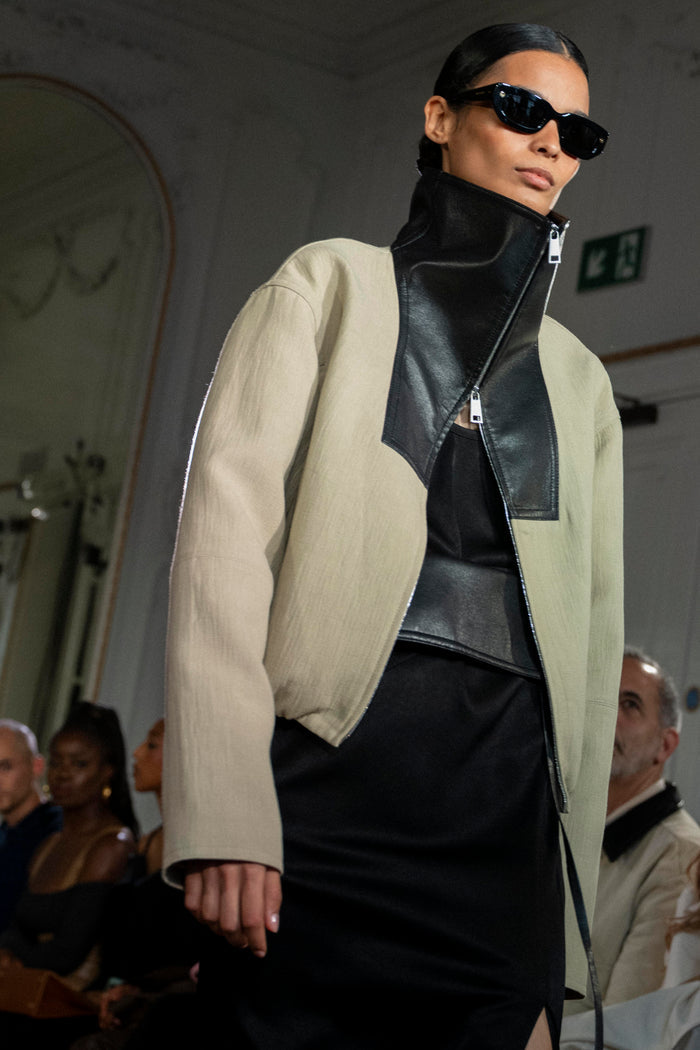 Alonza - Funnel neck jacket - Stone/Black