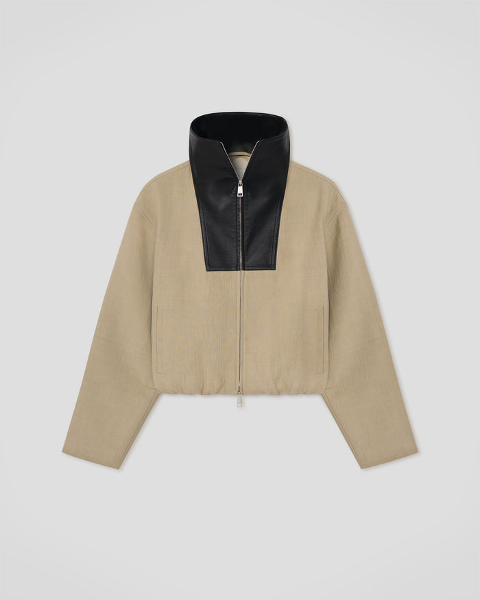 Alonza - Funnel neck jacket - Stone/Black