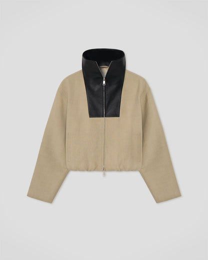 Alonza - Funnel neck jacket - Stone/Black