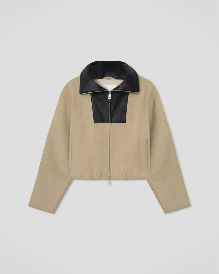 Alonza - Funnel neck jacket - Stone/Black