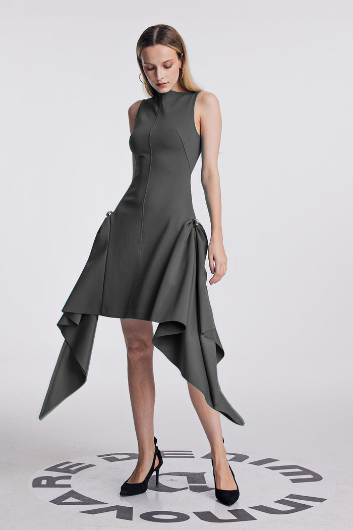 Amato Sleeveless Fringe Mini Dress In Black