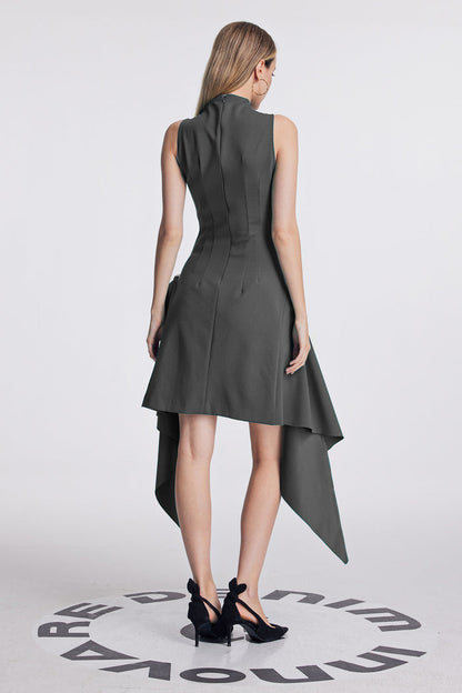 Amato Sleeveless Fringe Mini Dress In Black