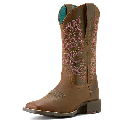 Jeffers - Ariat Women's Round Up Wide Square Toe StretchFit Boots - Sassy Brown - 6.5 - Pair