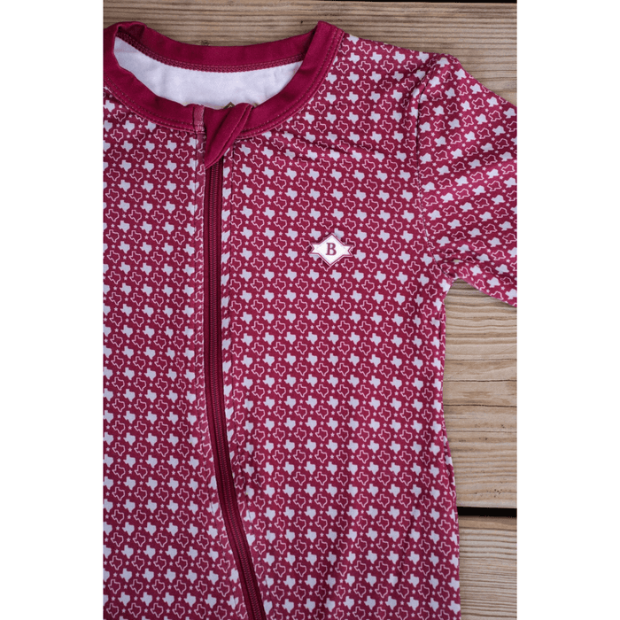 Baby Zip Up - Texas - Maroon & Grey