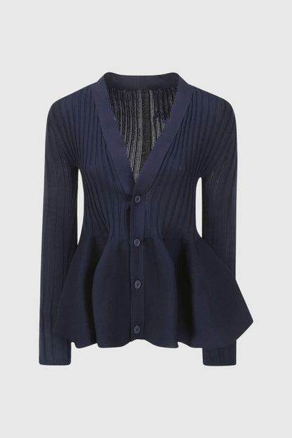 Baltenis Ruffle Long Sleeve Knit Mini Dress