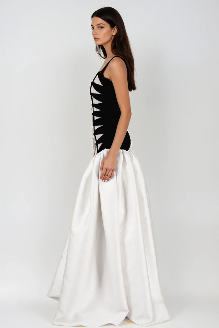 Bartol Satin Braided Rope Maxi Dress