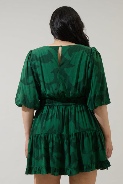 Benti Abstract Suma Ruffle Mini Dress Curve