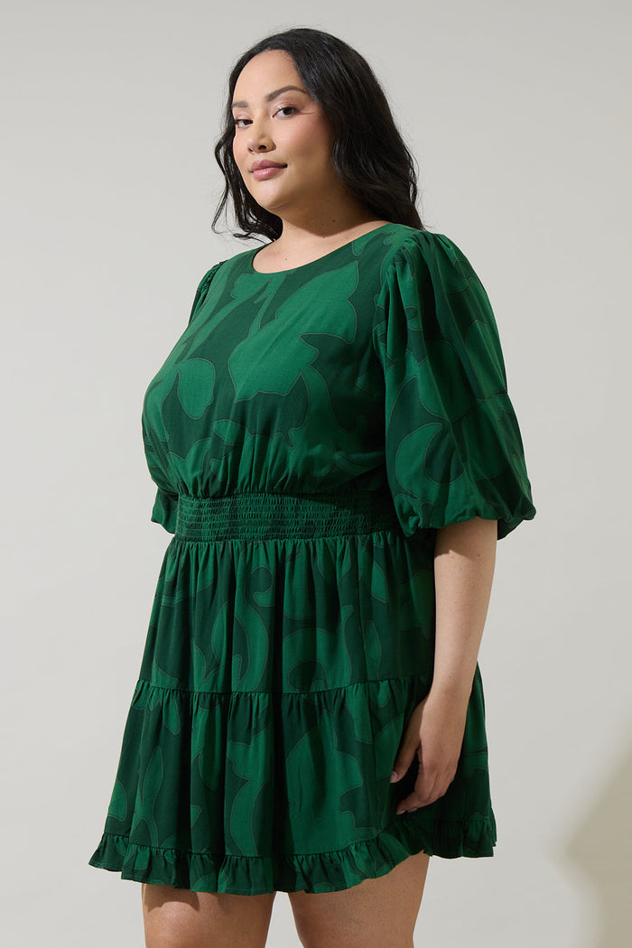 Benti Abstract Suma Ruffle Mini Dress Curve