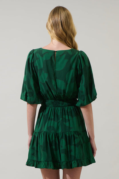 Benti Abstract Suma Ruffle Mini Dress