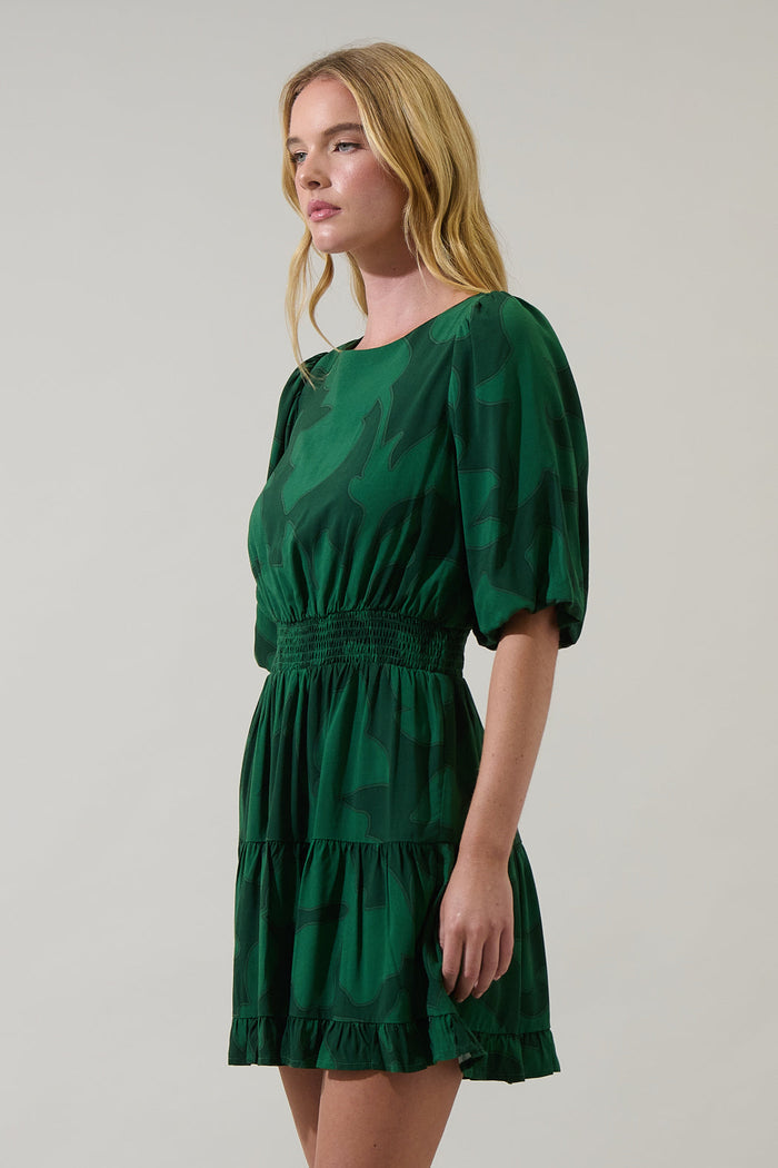 Benti Abstract Suma Ruffle Mini Dress
