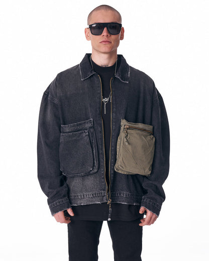 Big Pockets Zip Denim Jacket (2)