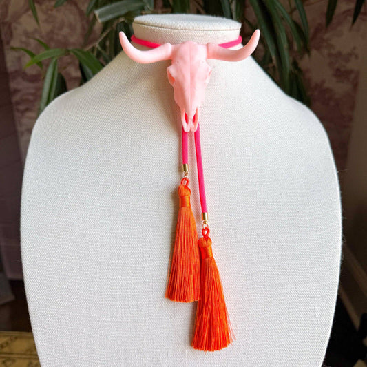 Bolo Longhorn Blush Pink with Neon Pink & Orange