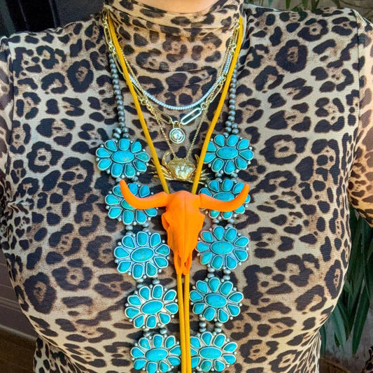 Bolo Longhorn Orange Citrus with Golden Yellow & Fuchsia
