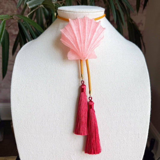 Bolo Shell Quartz Pink with Golden Yellow & Raspberry