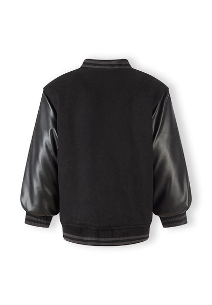 Baseball Jacket Black Faux Leather Sleeves, Sports - 3