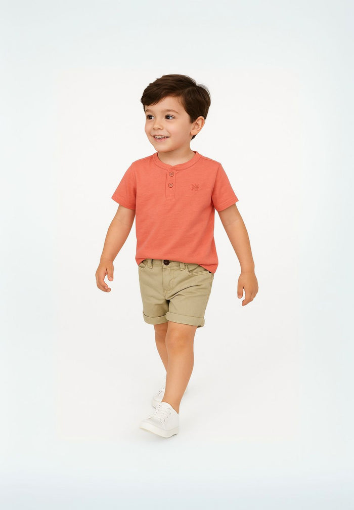 Henley T-Shirt Coral Button Neck - 1